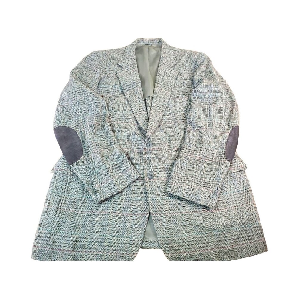 River Calder Tweeds Men's Wool Blazer Jacket With‎ Suede Elbow Patches Vintage